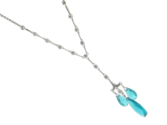 Aqua Green Crystal Chandellier Necklace Necklaces