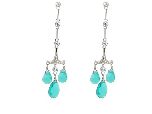 Aqua Green Crystal Chandelliers Earrings