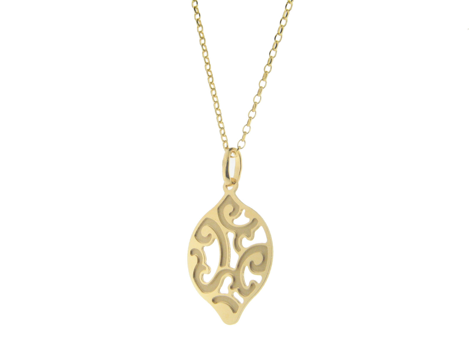 Estruscan Golden Almond Swirls Necklace in Sterling Silver Necklaces