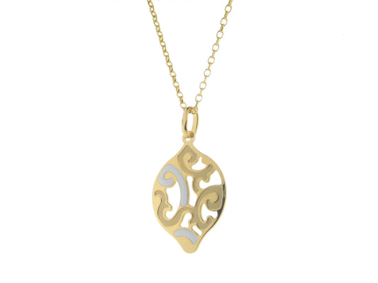 Estruscan White Almond Swirls Necklace in Sterling Silver Necklaces