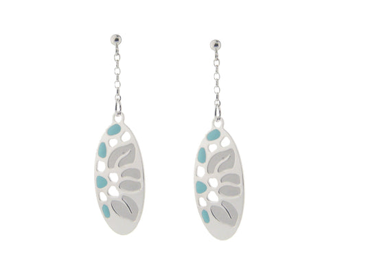 Etruscan Oval Turquoise Roots Earrings in Sterling Silver Earrings