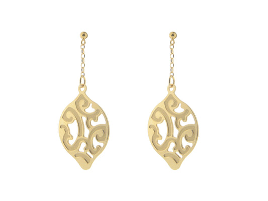 Estruscan Golden Almond Swirls Earrings in Sterling Silver Earrings