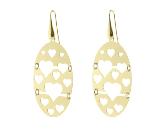 Large Oval Cutout Hearts Hook Earrings Earrings