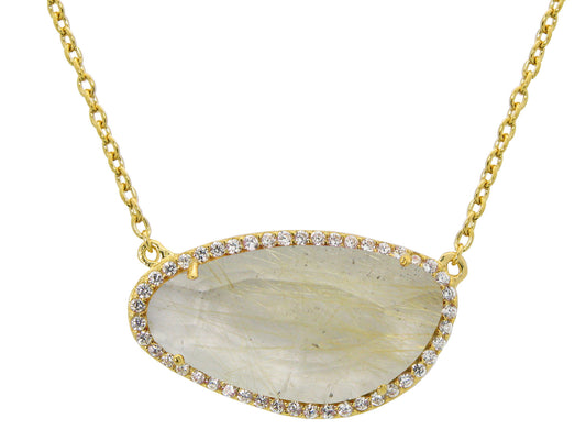 Natural Rutilated Quartz Slice Necklace Necklaces