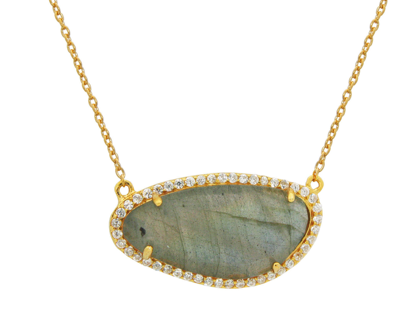 Natural Labradorite Slice Necklace Necklaces