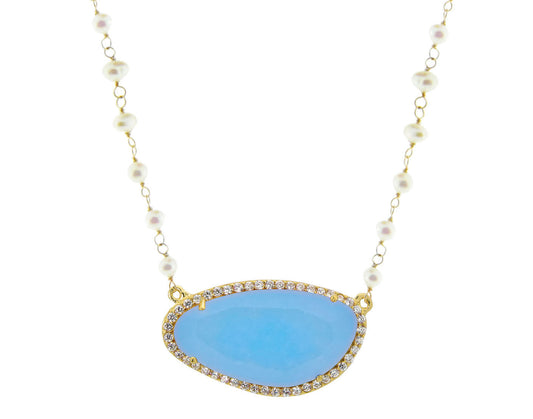 Signature Blue Quartz & Pearls Necklace Necklaces