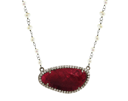 Ella Signature Ruby & Pearls Necklace Necklaces