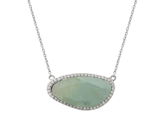 Sparkling Aquamarine Stone Slice Necklace Necklaces
