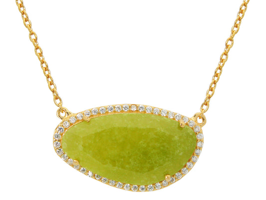 Lime Stone Slice Necklace Necklaces