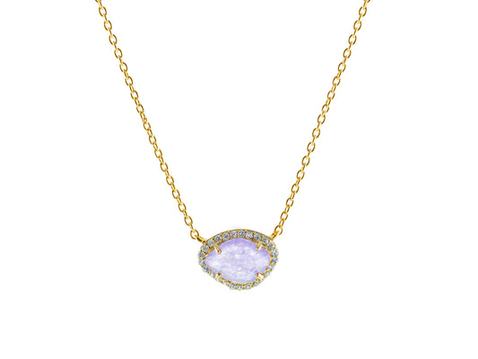 Mini Purple Stone Slice Necklace Necklaces