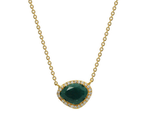 Mini Emerald Corrundum Pendant Necklace Necklaces