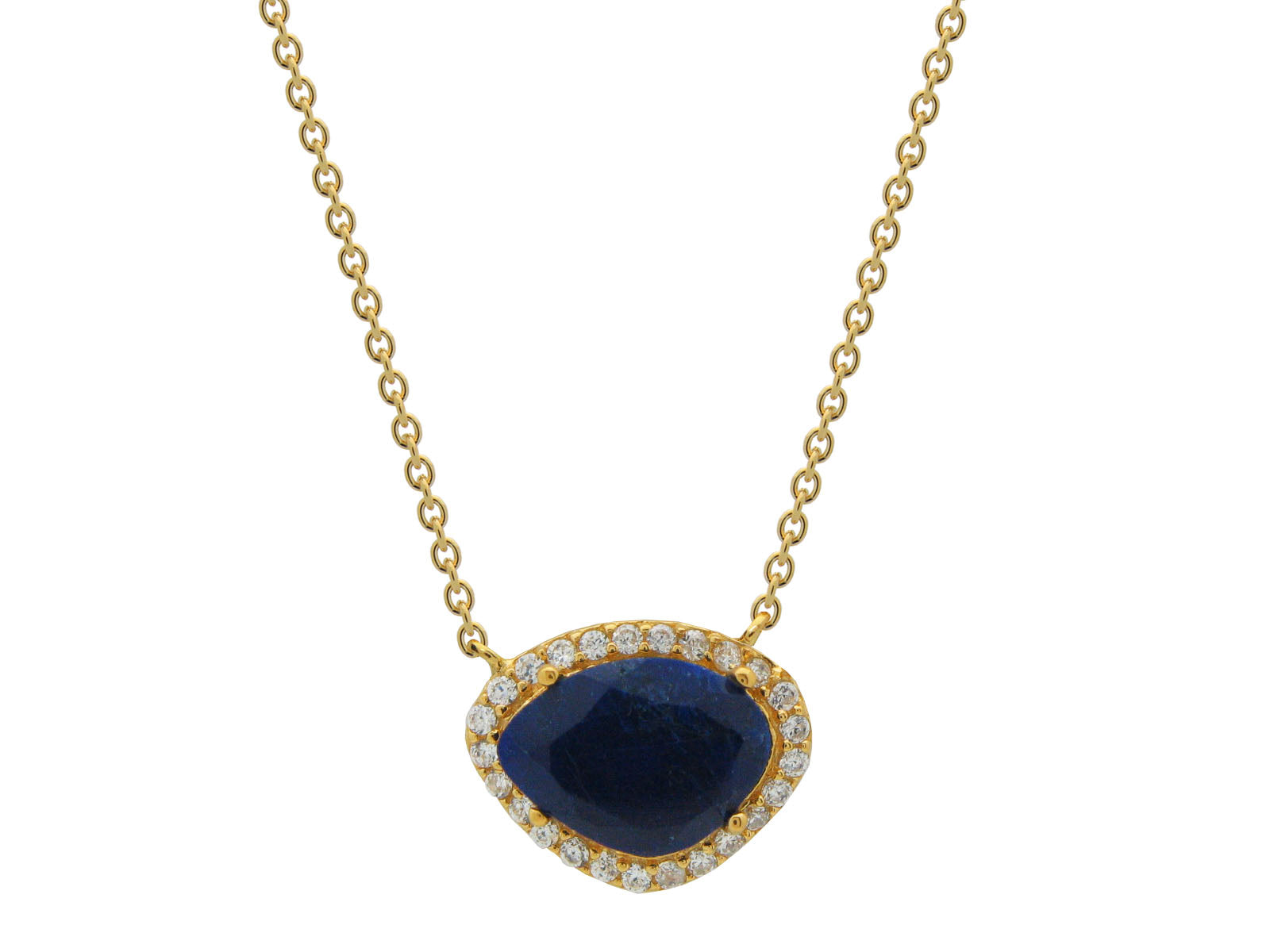 Mini Blue Sapphire Slice Necklace Necklaces