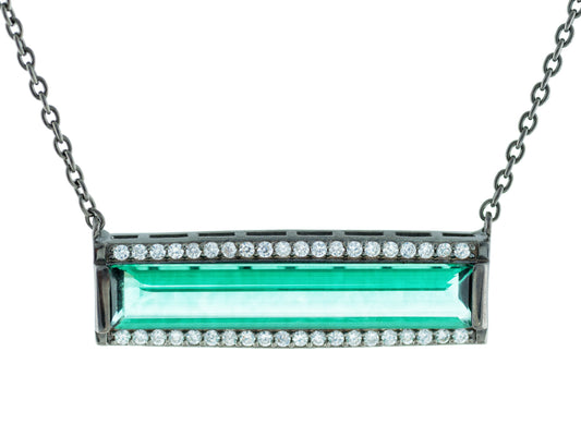 Gunmetal Green Flash Bar Necklace Necklaces