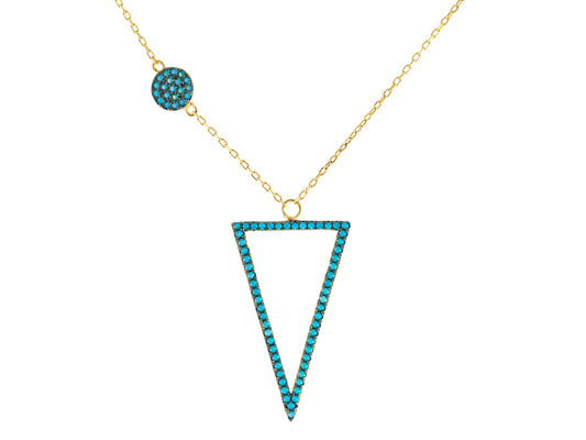 Turquoise CZ Triangle Necklace Necklaces