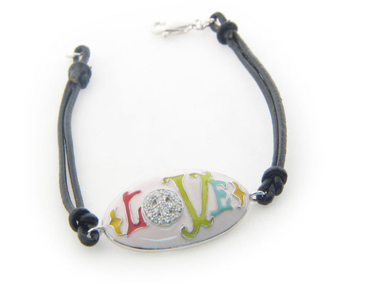 Peace & Love Enamel Cord Bracelet Bracelets