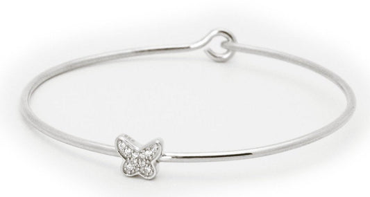 Thin CZ Butterfly Bangle Bracelets