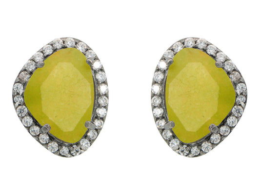 Gunmetal Lime Stud Earrings Earrings