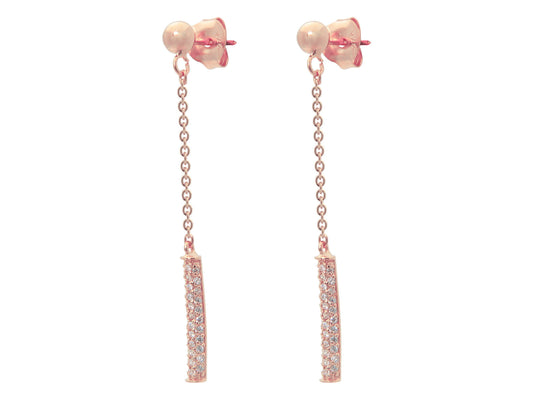 Rose Post & Flash Bar Dangling Earrings Earrings