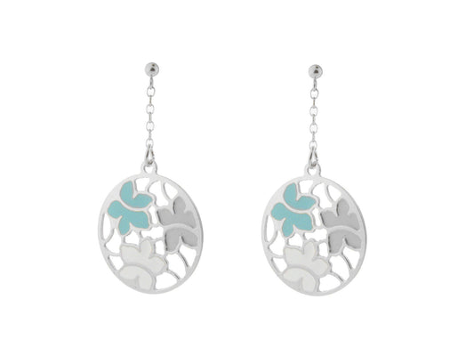 Etruscan Turquoise & White Flower Earrings in Sterling Silver Earrings