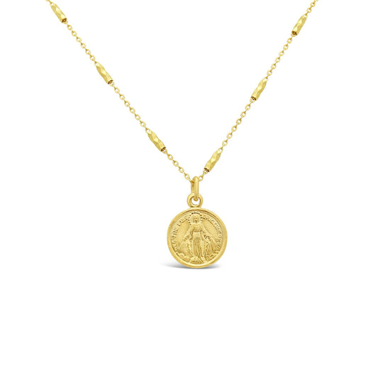 Round Virgen Milagrosa Medalla Necklace Necklaces
