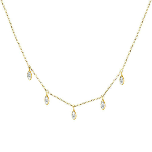 14k Gold Marquise Diamonds Necklace Necklaces