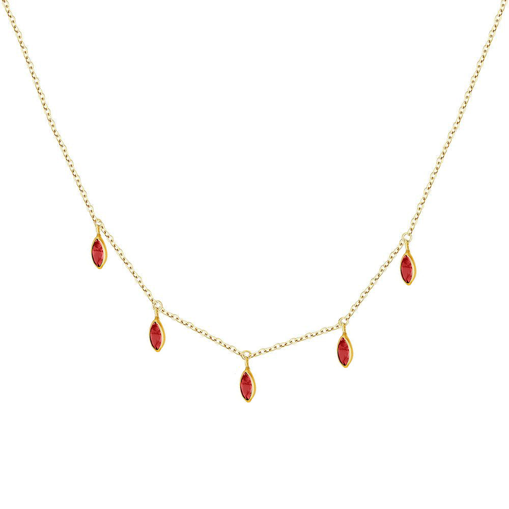 14k Gold Red Rubies Necklace Necklaces