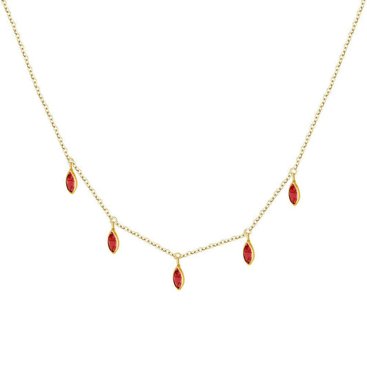 14k Gold Red Rubies Necklace Necklaces