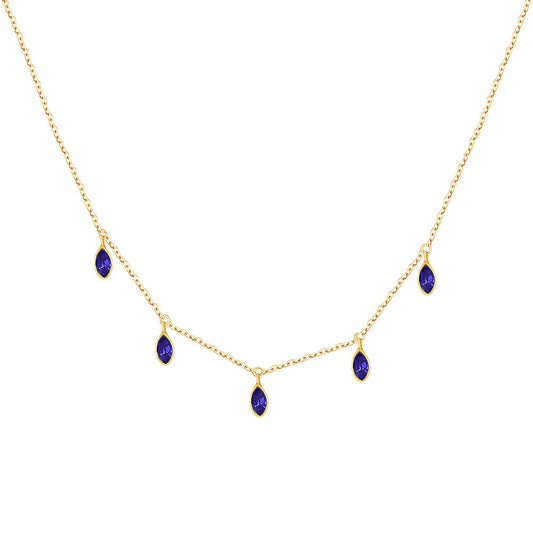 14k Gold Blue Sapphires Necklace Necklaces