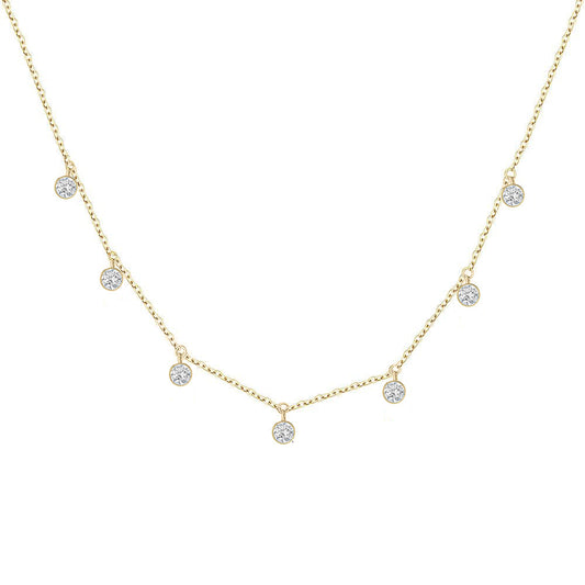 14k Gold 7 Bezel Diamond Necklace Necklaces