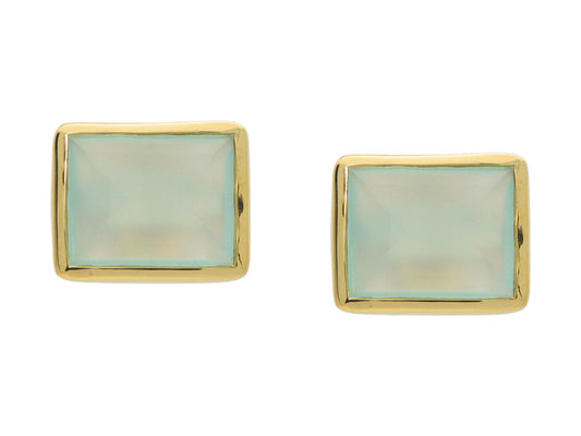 Milky Green Chalcedony Stud Earrings Earrings