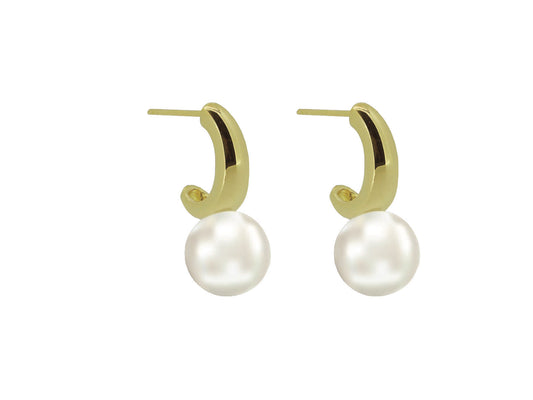 Noveau Half Huggie Golden Pearls Earrings