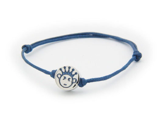 BecKids Blue Cord Bracelet Little Boy Enamel Charm Sterling Silver, Adjustable Bracelets