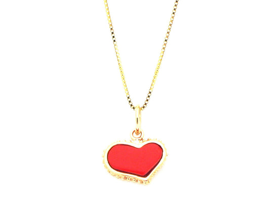 Coral Heart Pendant Necklace in Vermeil, 16" Necklaces
