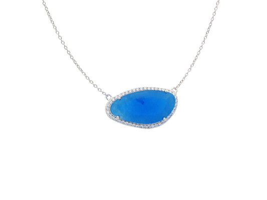 Milky Blue Stone Slice Necklace Necklaces