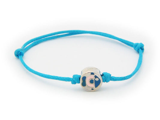 BecKids Blue Cord Bracelet Little Boy Enamel Charm Sterling Silver, Adjustable Bracelets