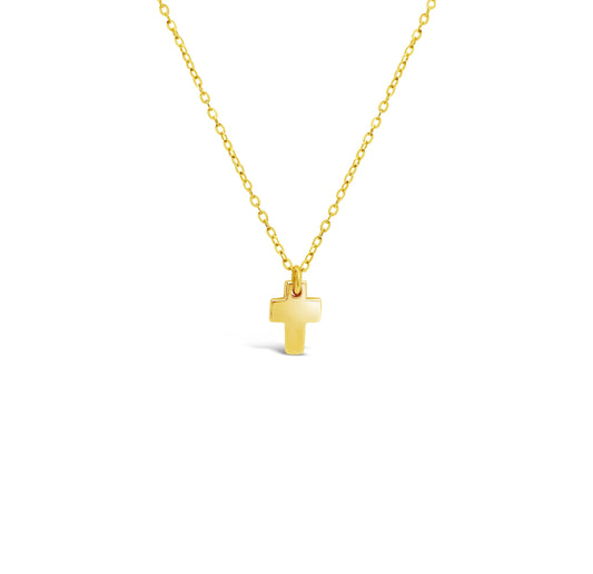 14k Yellow Gold Mini Solid Cross Necklace Necklaces