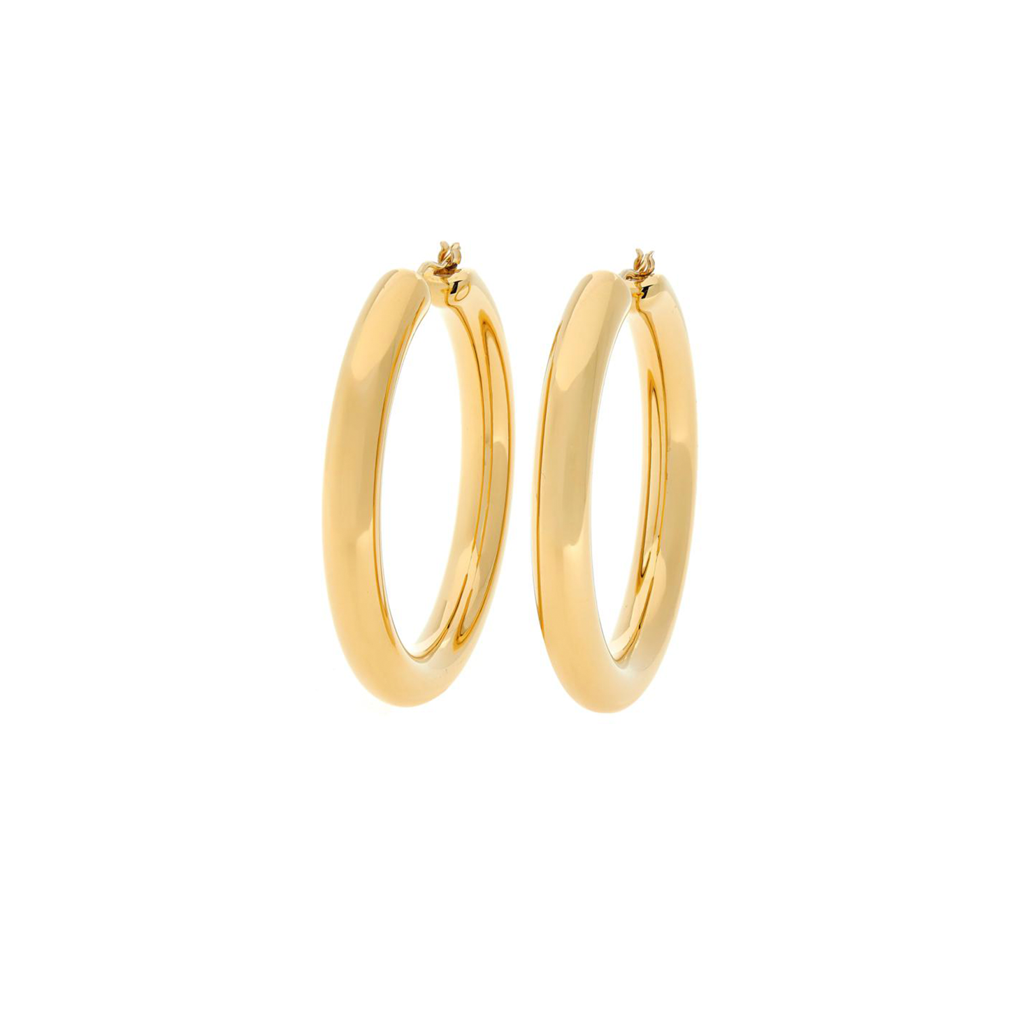 14k Gold Plated Silver Tube Hoop Earrings, 2 x 12mm Earrings