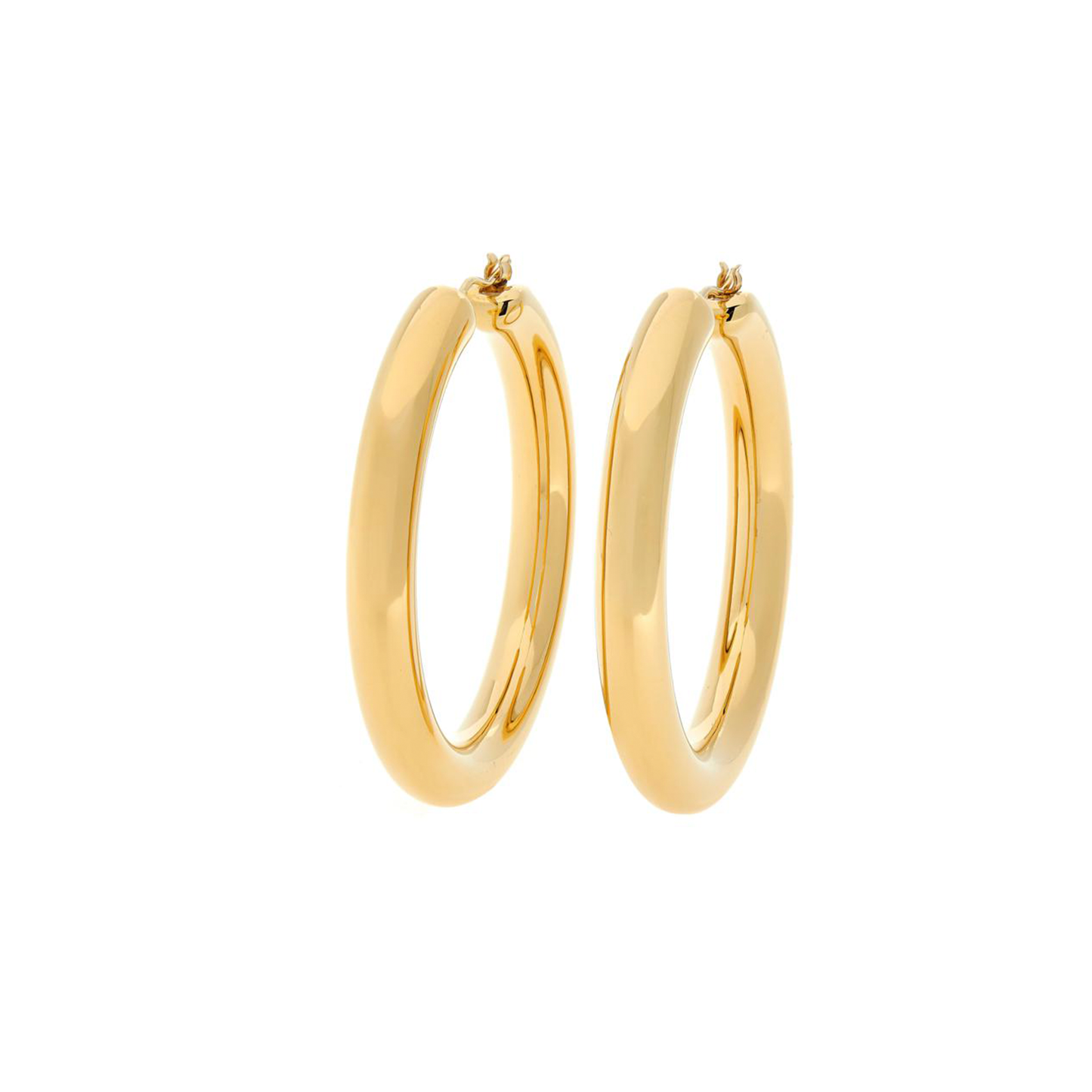 14k Gold Plated Silver Tube Hoop Earrings, 3 x 15mm Earrings