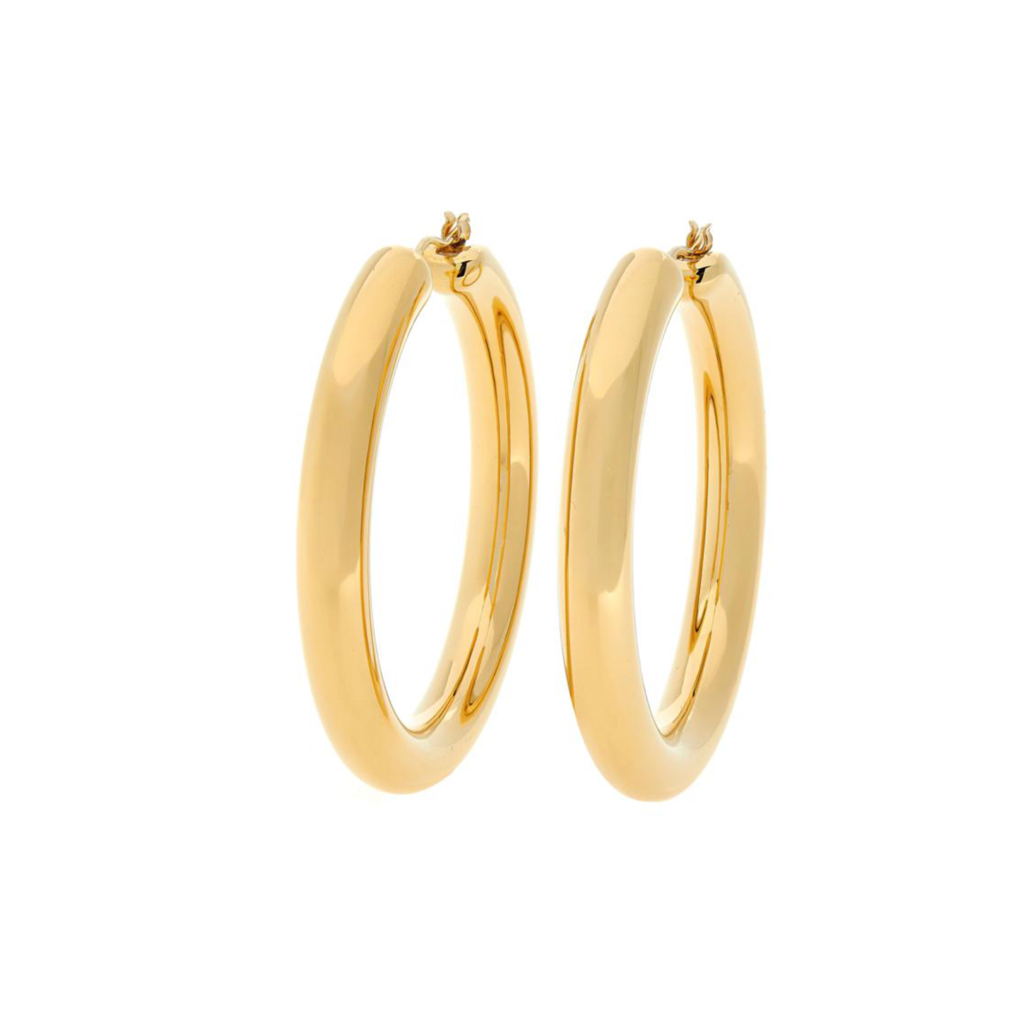 14k Gold Plated Silver Tube Hoop Earrings, 3 x 18mm Earrings