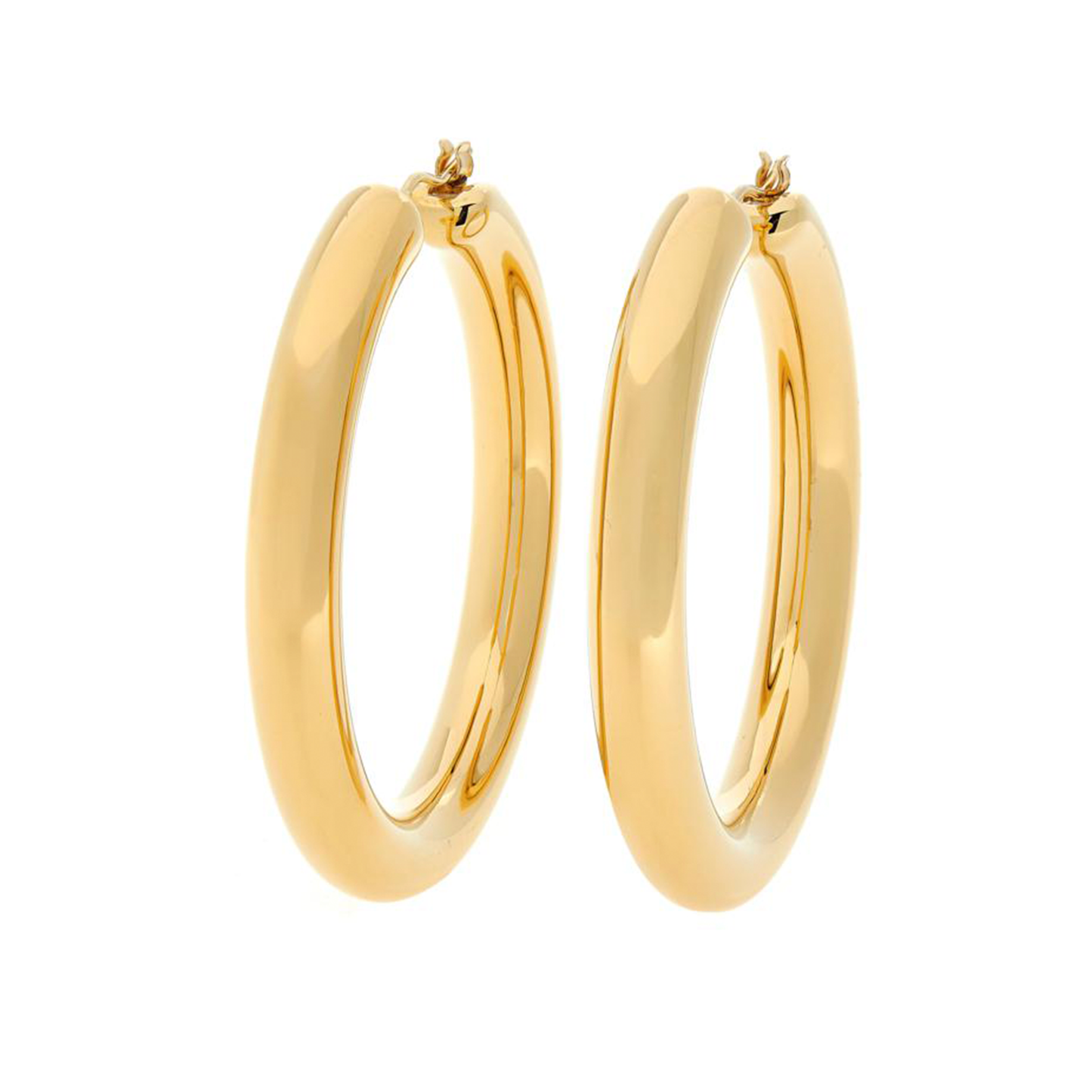 14k Gold Plated Silver Tube Hoop Earrings, 3 x 30mm Earrings