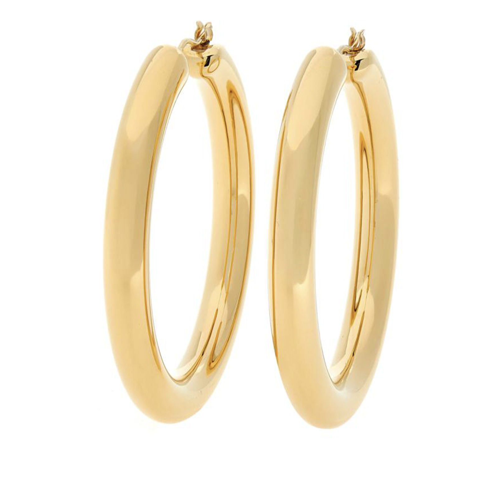 14k Gold Plated Silver Tube Hoop Earrings, 3 x 50mm Earrings