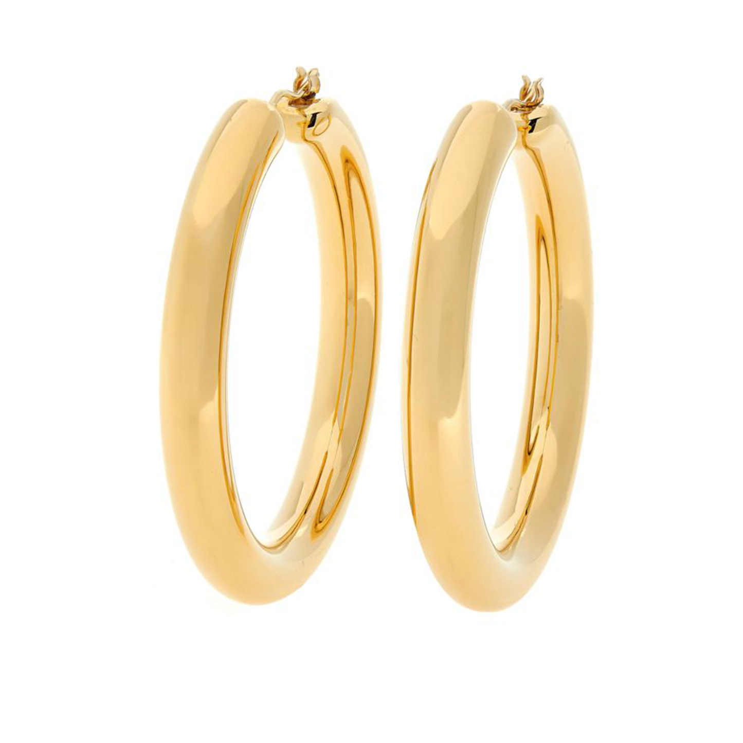 14k Gold Plated Silver Tube Hoop Earrings, 5 x 35mm Earrings