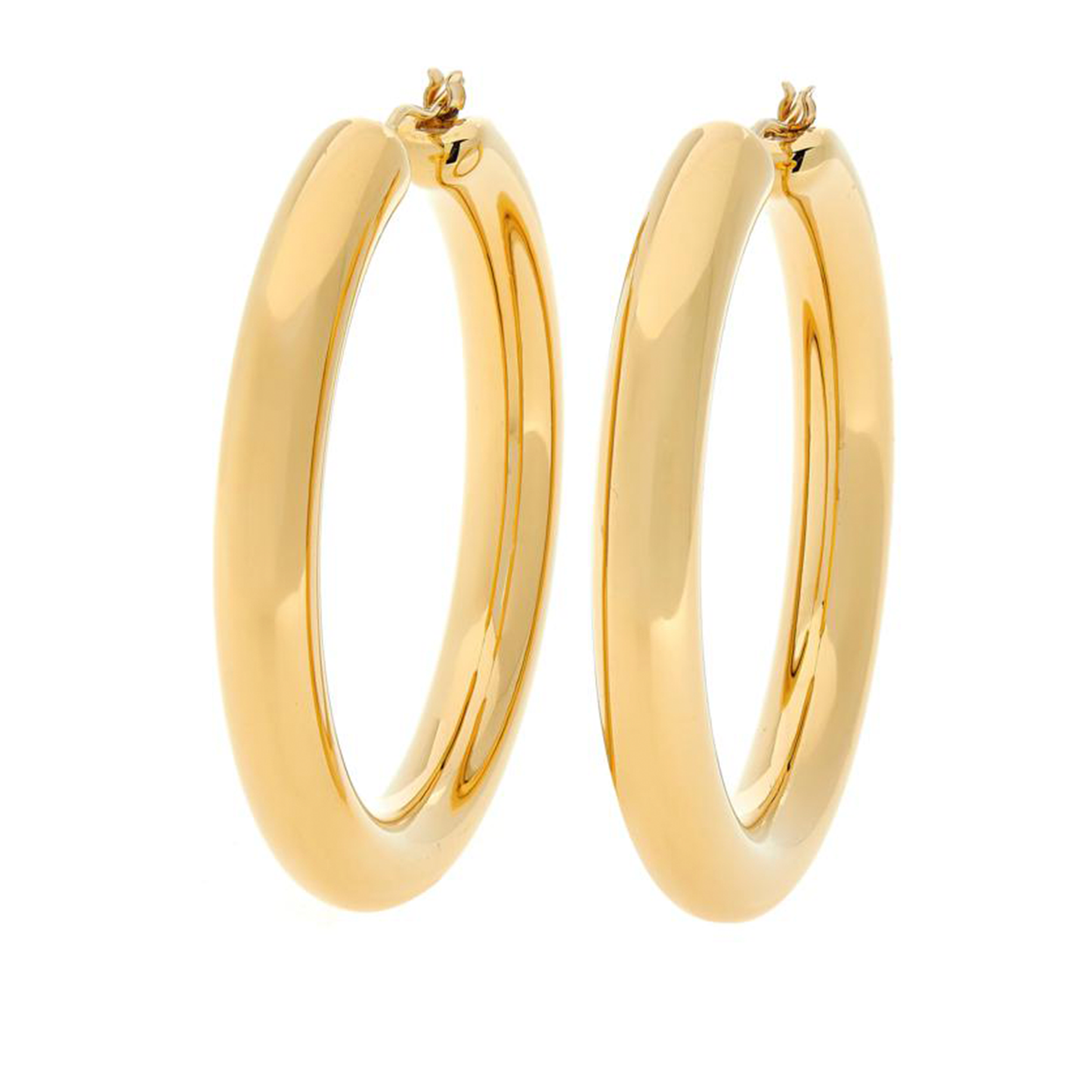 14k Gold Plated Silver Tube Hoop Earrings, 5 x 45mm Earrings