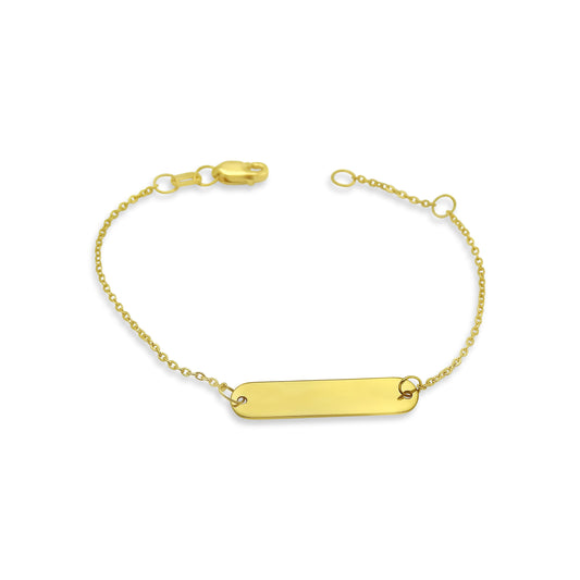 14k Yellow Gold Childrens ID Bracelet, 5" + .5" ext Bracelets