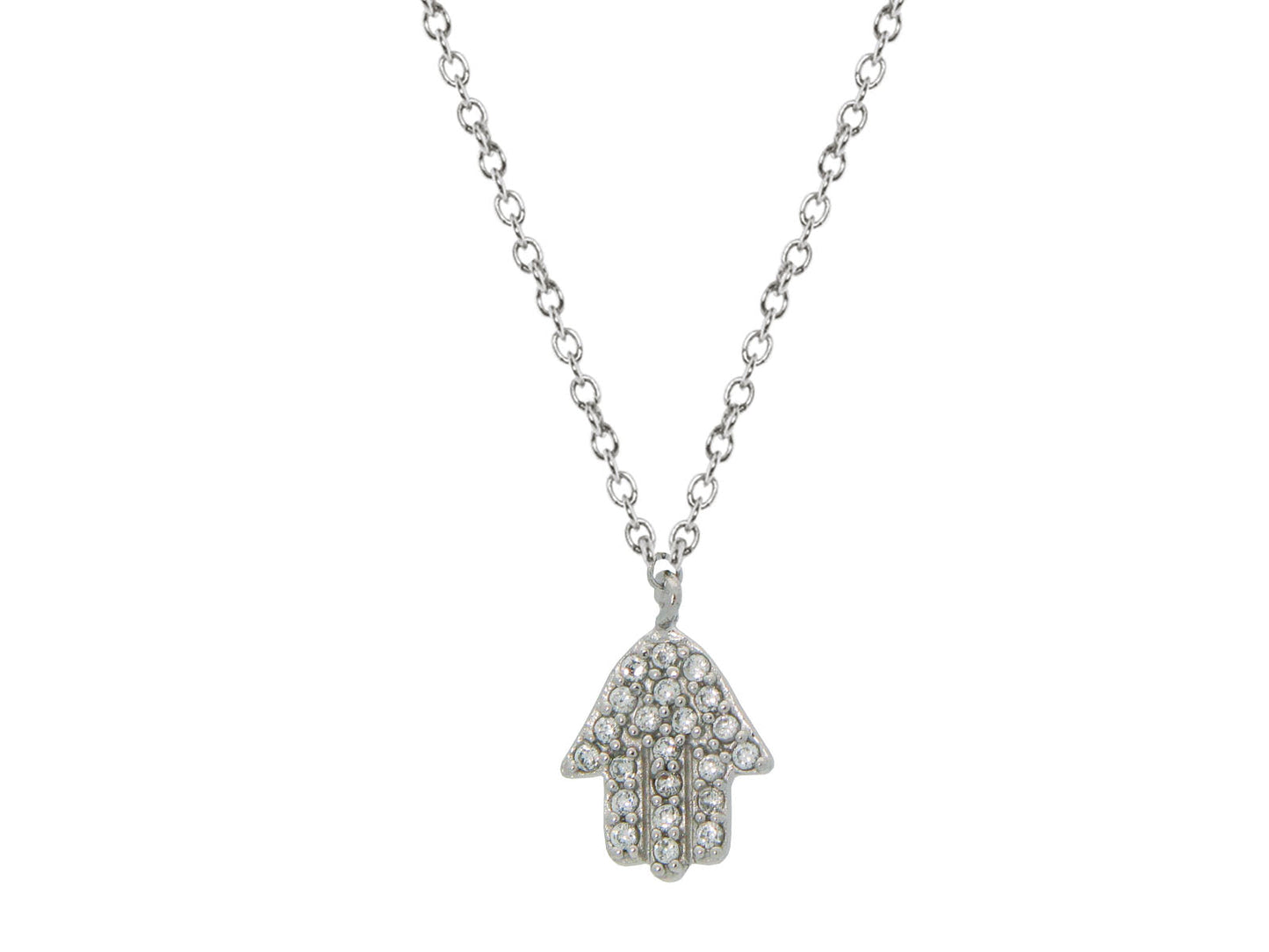 Mini CZ Hamsa Necklace, 16" Necklaces