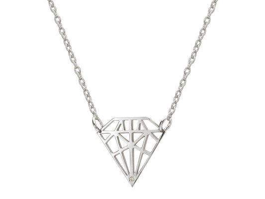 925 Sterling Silver Necklace Diamond Shaped Pendant with Sparkling CZ Stone Necklaces