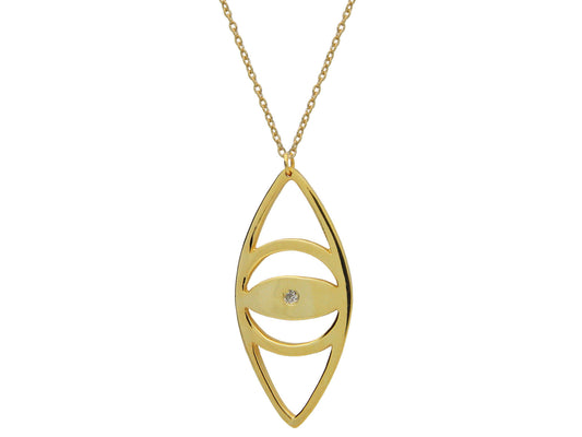 Large Golden Evil Eye Pendant Necklace Necklaces