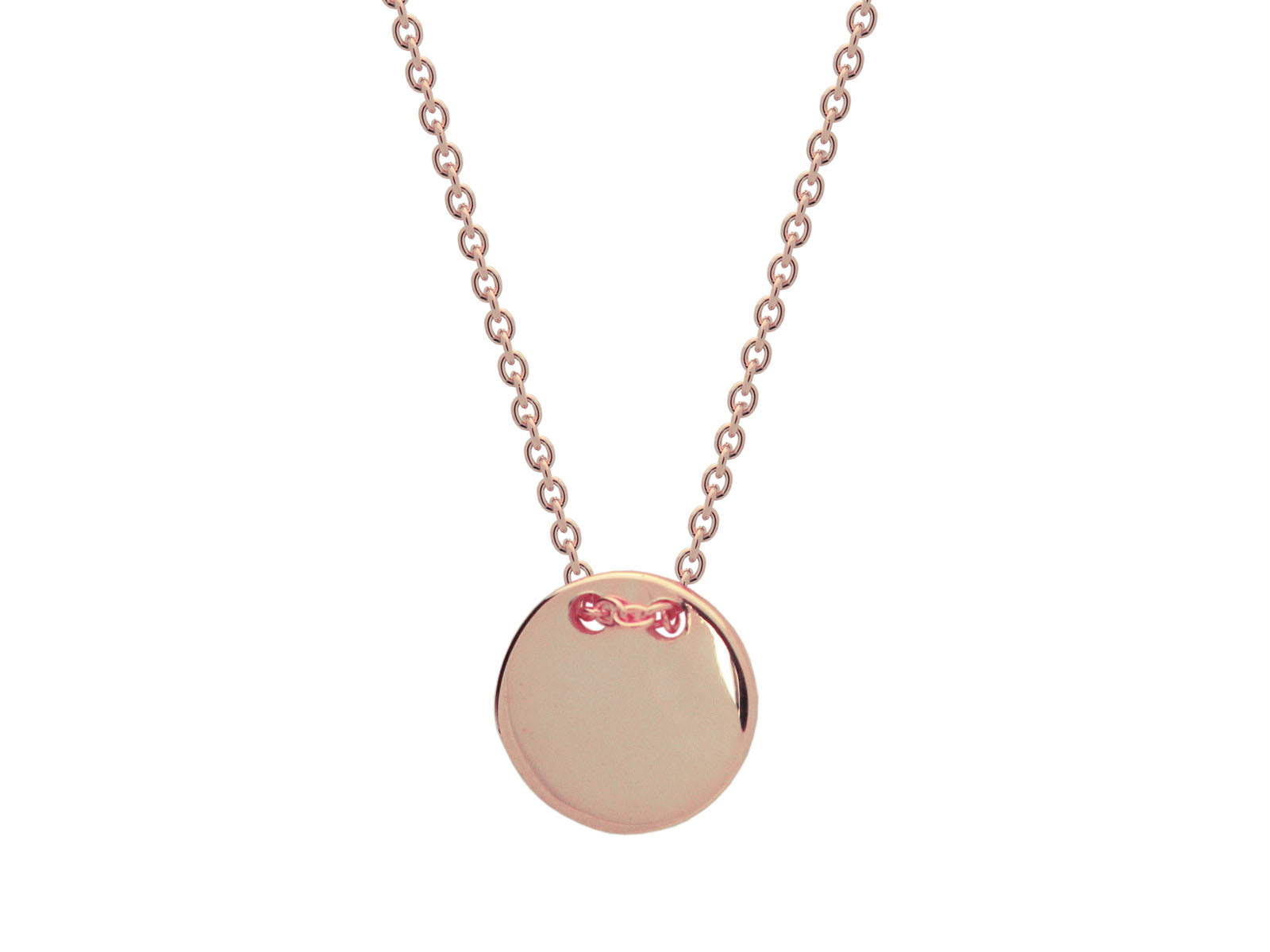 Collar en Plata .925 Rhodio Rosa con Dije 10mm Redondo Plano Para Grabar 15.5"+ 1.5 " Necklaces