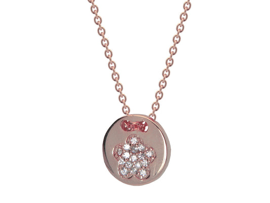 Silver Pink Plated Cz Flower 10mm Disc 15.5"+ 1.5" Necklace Necklaces