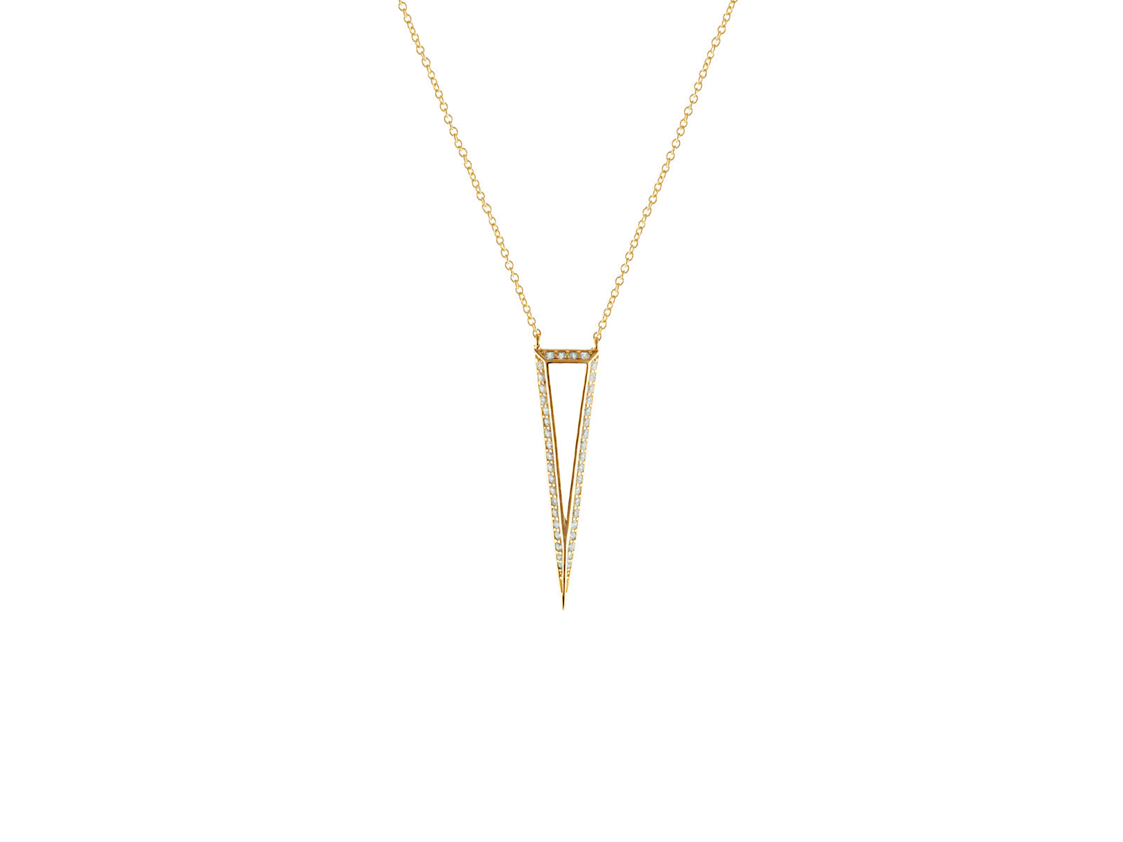 Sparkling CZ 3D Open Triangle Pendant Necklace in Gold Plated Sterling Silver, 20"+2 Necklaces